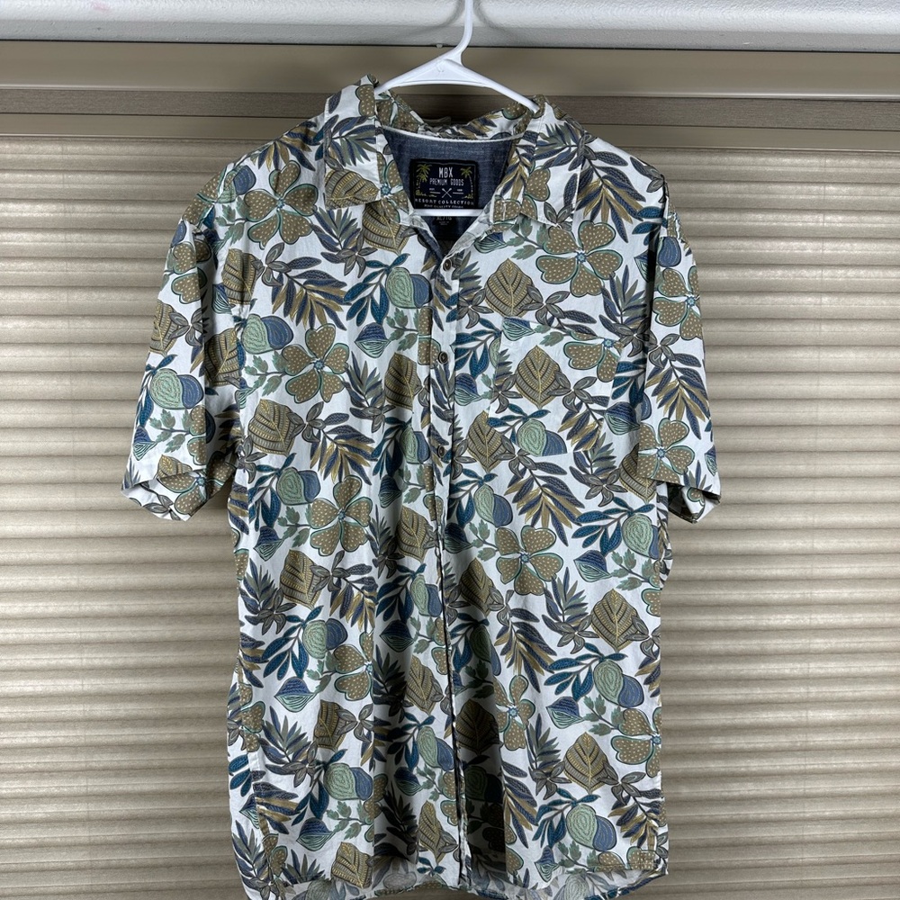 Vibrant Green and Blue Casual Button Down Shirt